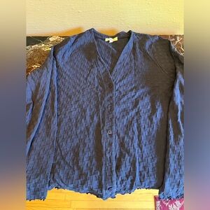 Madewell navy checkered button up shirt size large
